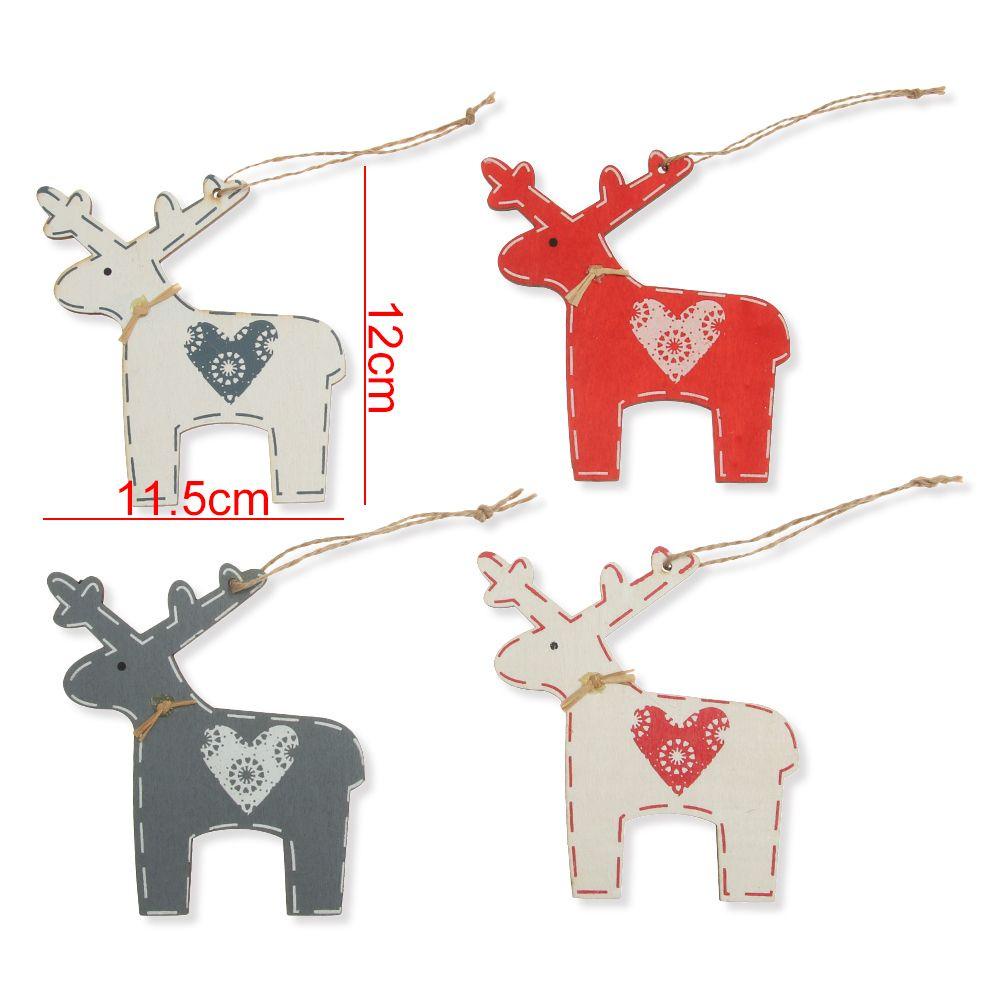 Bộ 4 Phụ Kiện Trang Trí Giáng Sinh Bằng Gỗ Mới