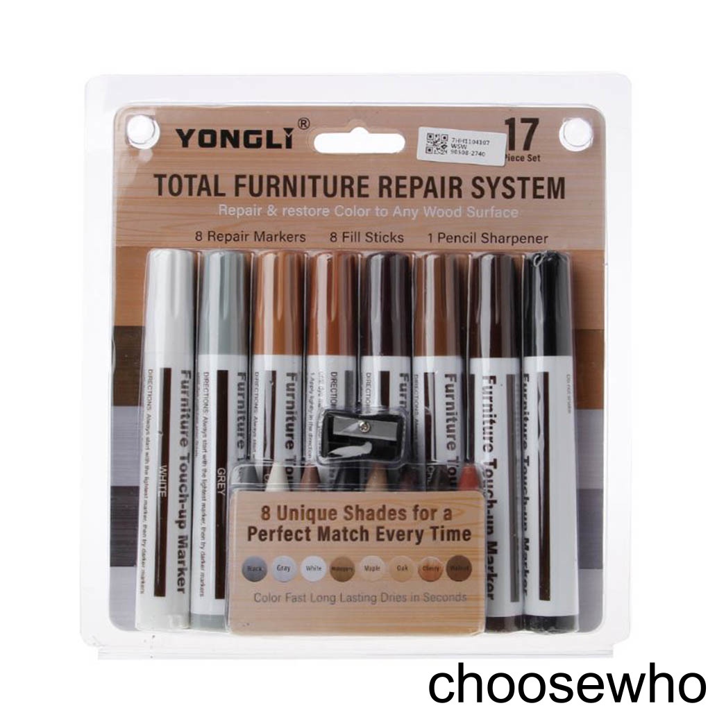 [CHOO] 17 Pcs/set Furniture Floor Marker Paint Repair Pen Wood Scratch Restore Eco-friendly Crayon