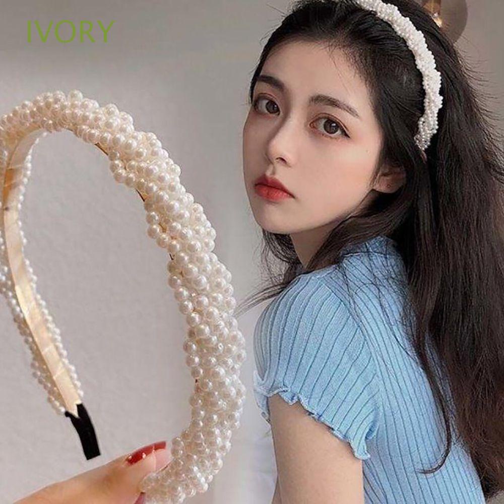 Băng Đô Cài Tóc Đính Ngọc Trai Nhân Tạo Phong Cách Hàn Quốc Sang Trọng Cho Nữ