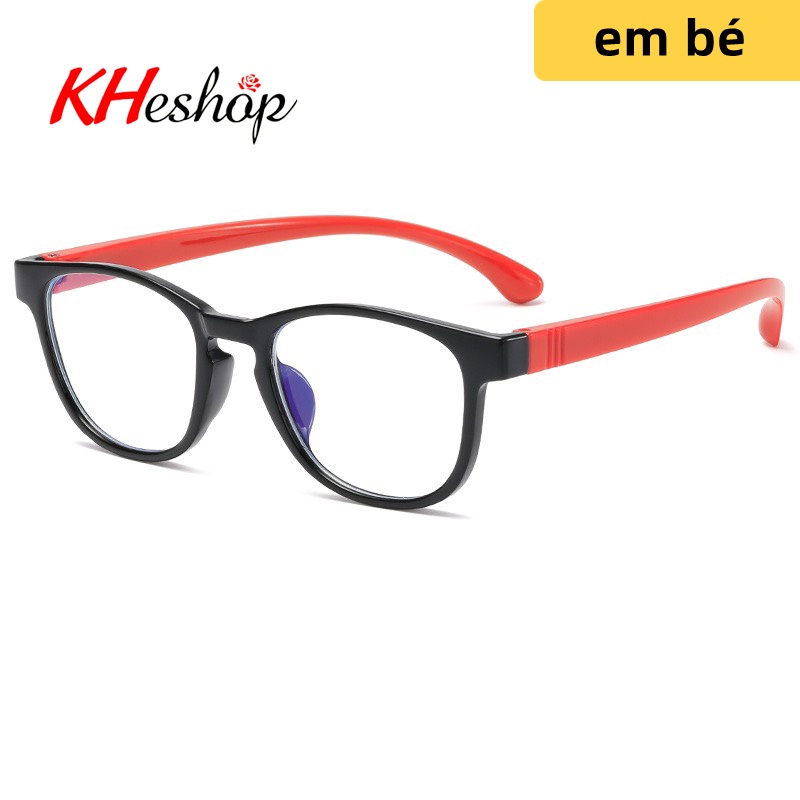 Kính trẻ em gọng Silicone dẻo bền, chống ánh sáng xanh cho bé trai bé gái,  2-11 tuổi mã Y3101