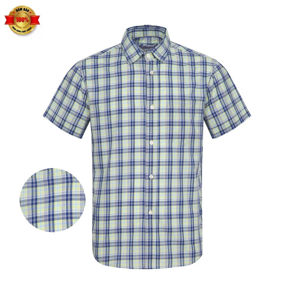 Áo sơ mi nam caro cao cấp cotton ngắn tay TTS SMNT01009