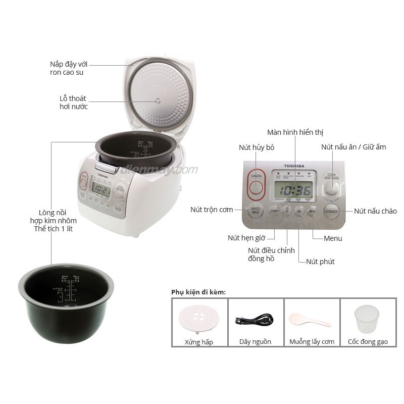 Nồi Cơm Điện Tử Toshiba RC-10NMFVN   - Hàng Chính Hãng