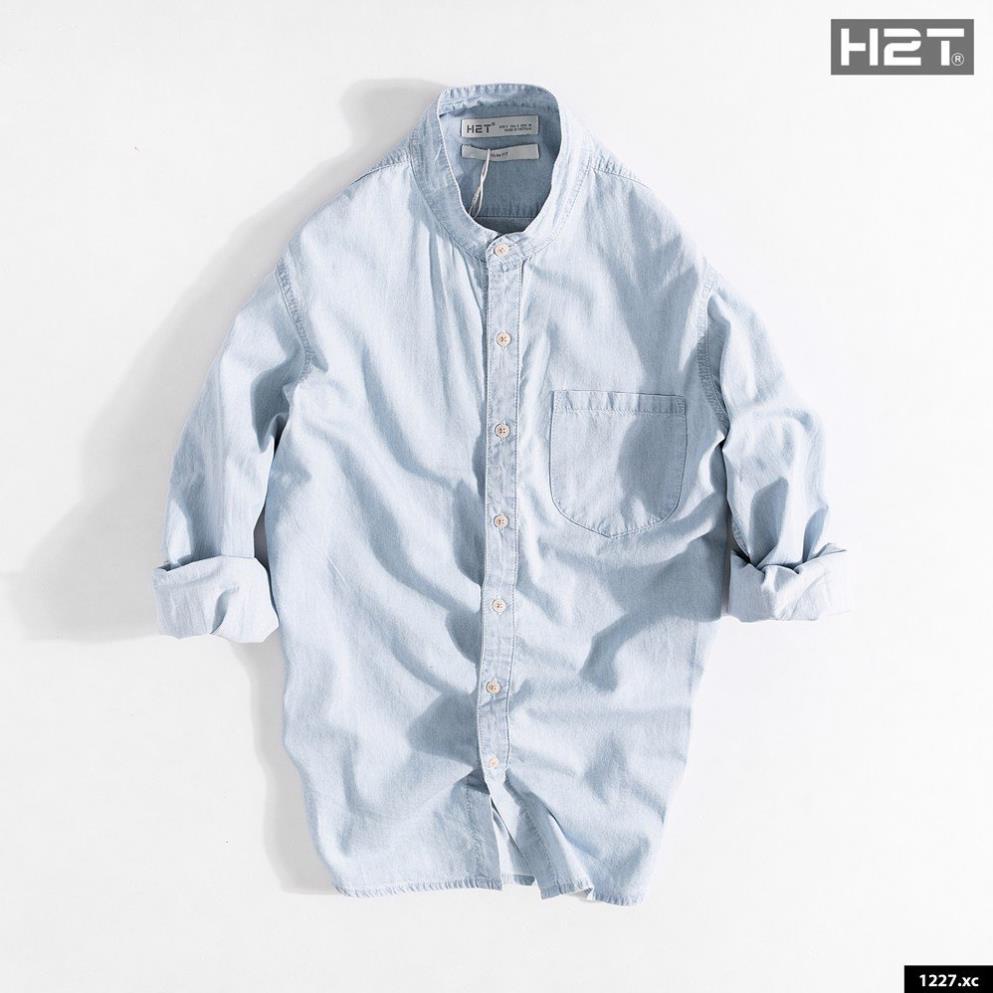 Áo Sơ Mi Nam Cổ Trụ Nam H2T Thiết Kế Cổ Trụ Lịch Thiệp Phong Cách, Cùng Túi Trước Ngực Tinh Tế 1227 -NI9&