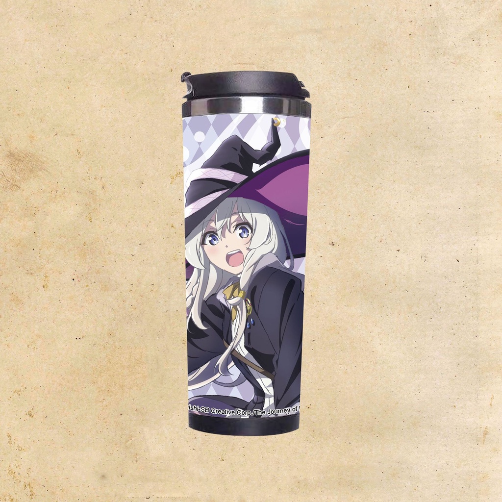 Bình nhựa đựng nước IN HÌNH Majo no Tabitabi Hành trình Elaina chibi anime tiện lợi xinh xắn