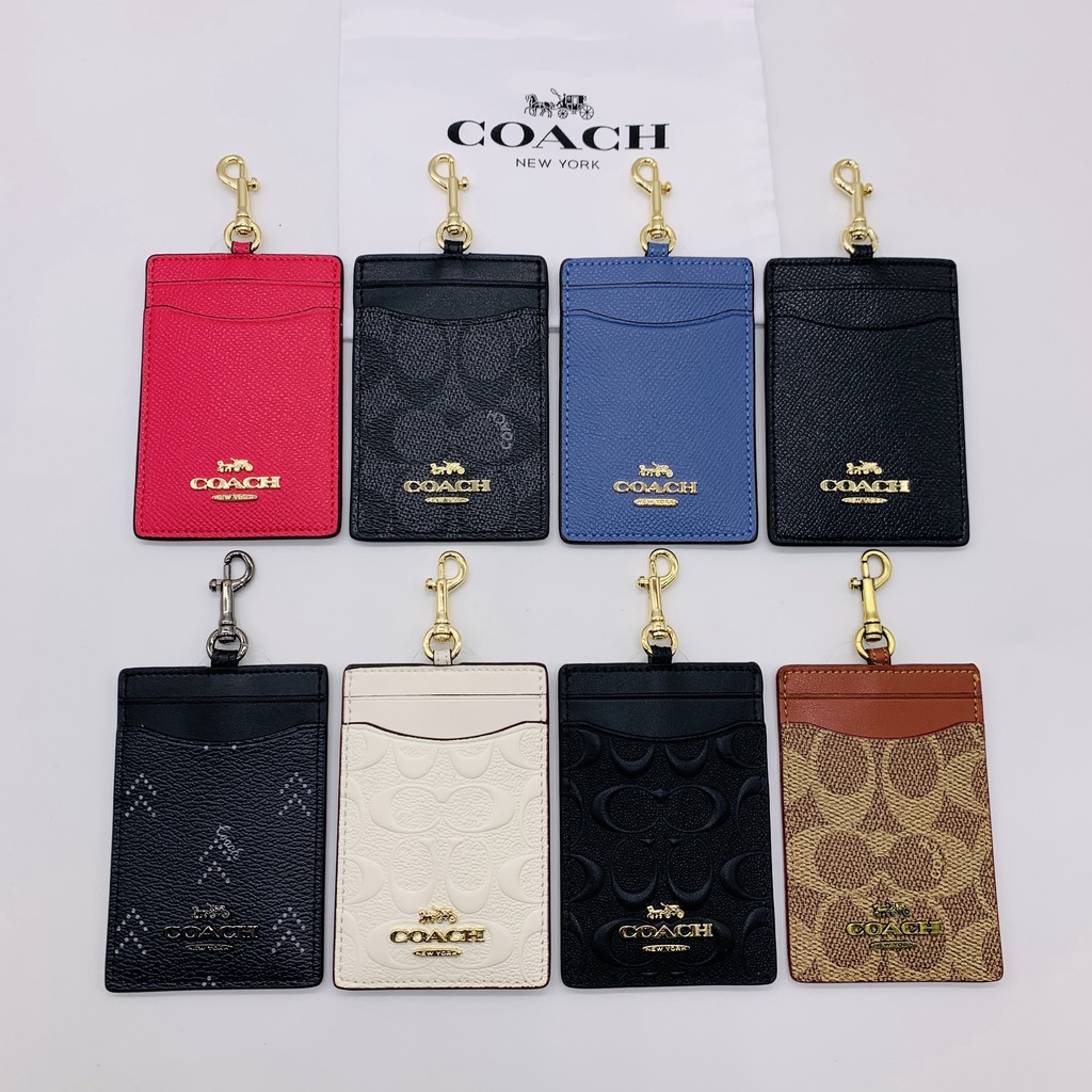 Giá đỡ thẻ COACH ❥ ❈ Logo kim loại Dây buộc làm việc ID đích thực