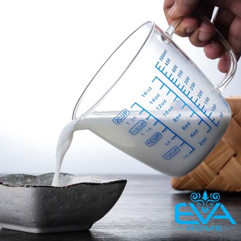Ly Thuỷ Tinh Chia Vạch Đo Lường Chia Ml Đo Lường 500 - 250 ml Kèm Nắp Và Không Nắp Thuỷ Tinh