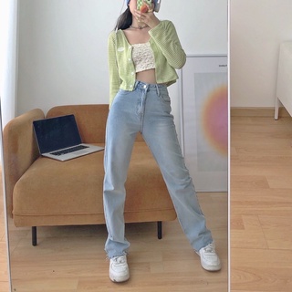JANET STUDIO • Quần jean xanh raw hem