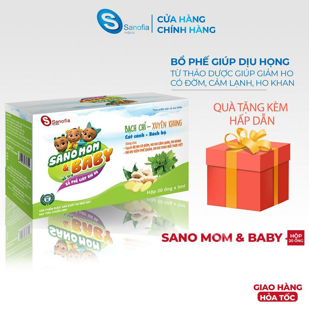 Siro bổ phế Sano Mom & Baby 20 Ống - Hỗ trợ giảm ho, giảm đau họng cho trẻ sơ sinh và người lớn từ thảo dược Sanofia