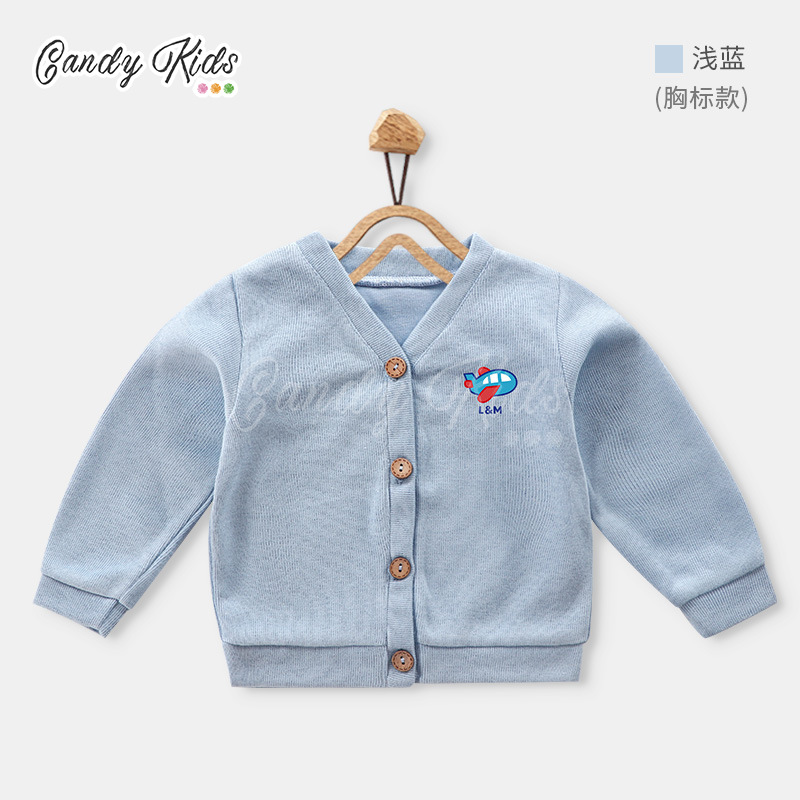 Áo Khoác Cardigan Tay Dài Màu Trơn Cho Bé 1-6 Tuổi