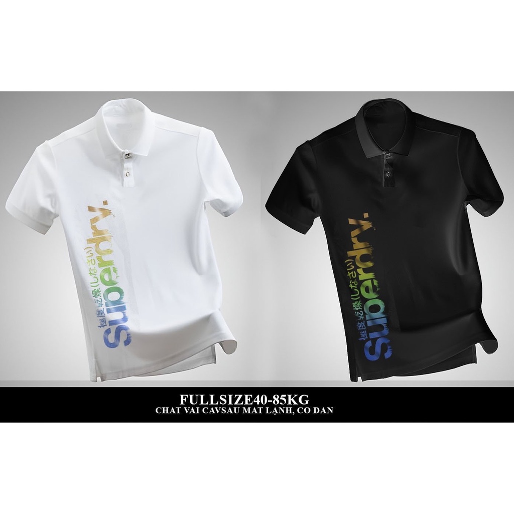 Áo Thun Polo Nam đen và trắng áo thun có cổ nam Polo phong cách lịch lãm Áo phông nam cổ trụ in 3D sắc nét -B&W POLO13