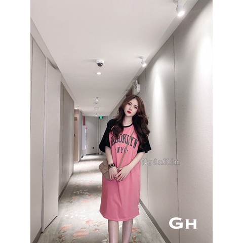 Đầm Suông - Váy Suông Cotton Phối Tay in Chữ NYC, Form Rộng | BigBuy360 - bigbuy360.vn