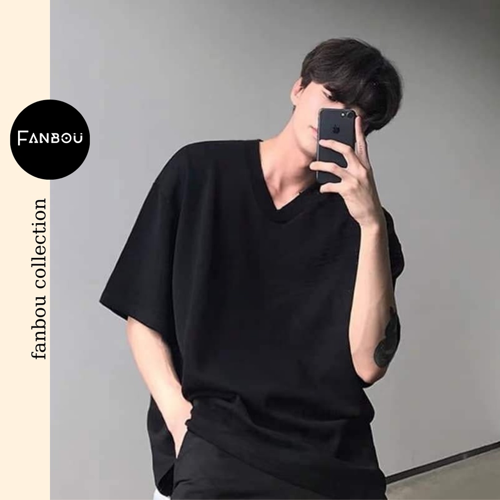 Áo thun cotton nam cổ xẻ tim tay ngắn | BigBuy360 - bigbuy360.vn