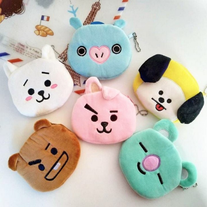 Ví BTS chibi bông bts bóp đựng tiền cầm tay kiểu Hàn quốc