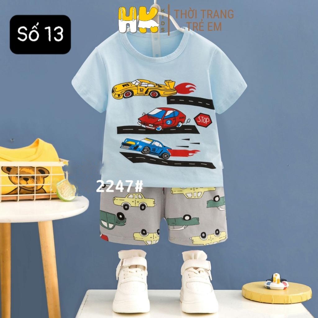 Bộ quần áo cộc tay size đại cho bé trai HK KIDS chất cotton mềm mát size cho bé từ 8-10 tuổi