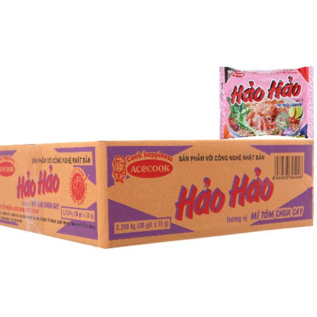 Thùng 30 gói Mì Hảo Hảo tôm chua cay 75g