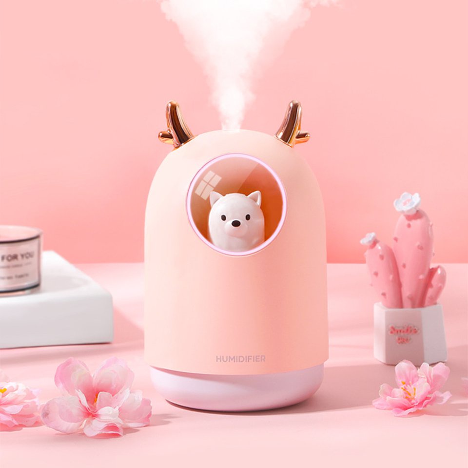 Máy Phun Sương Mini Khuếch Tán Tinh Dầu Tạo Ẩm Hình Thú Cưng 300ml Dùng Trong Phòng Ngủ Và Trên Xe Hơi Toả Hương Thơm