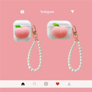 AirPods Pro Airpods 1/2 Hộp đựng tai nghe hình quả đào dễ thương Vỏ mềm TPU