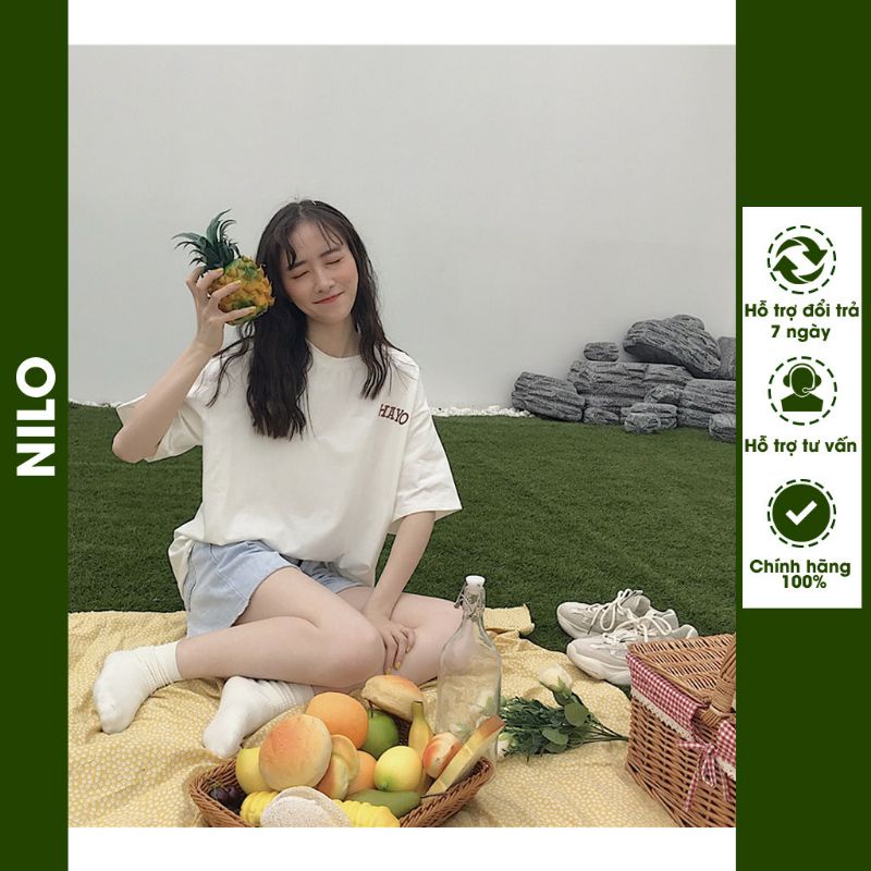 Áo Thun Nam Nữ Unisex Tay Lỡ Chất Cotton Form Rộng In Chữ Hayo Mặc Mùa Hè Thoáng Mát NILO