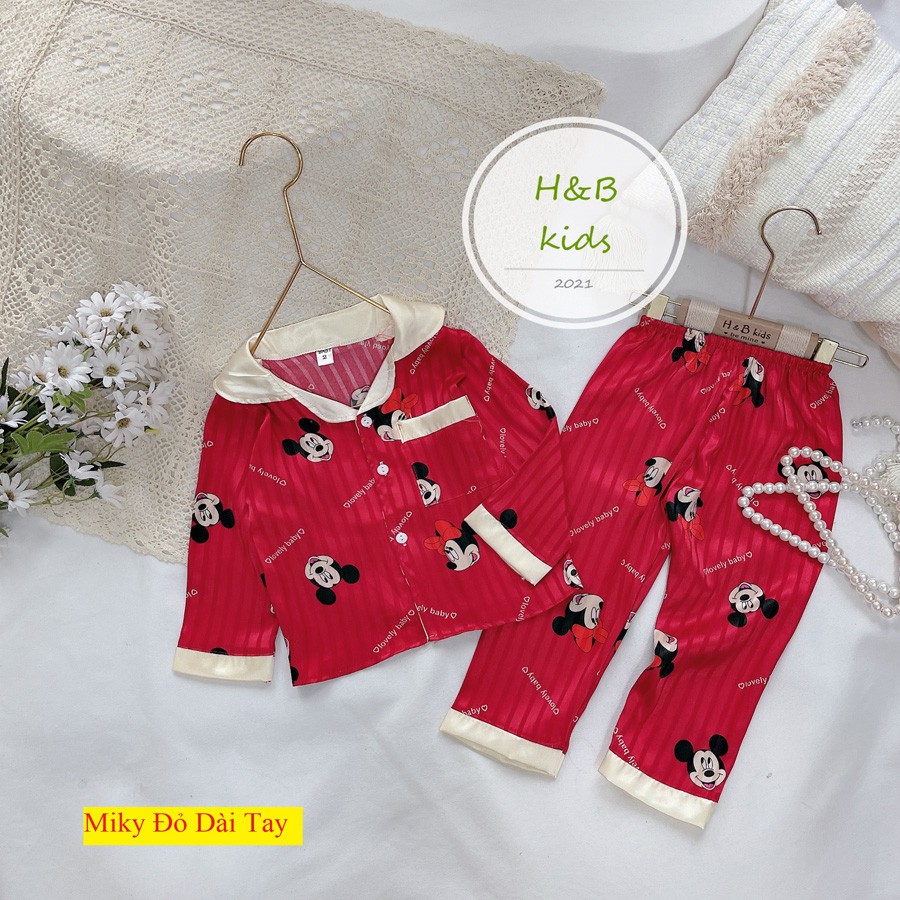 [6-18kg] Pijama Lụa Dài Tay Cao Cấp _ Họa Tiết Dễ Thương Bé Rất Thích_ Chất Liệu Lụa Mềm Mịn