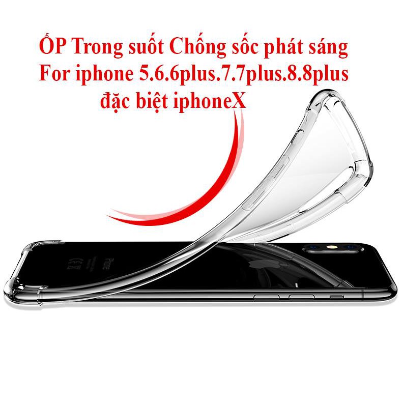 Ốp Lưng Chống Sốc Silicone Trong Suốt Ốp Lưng Điện Thoại iPhone XS XR XS Max 8 7 6 6S 6S Plus Trong Suốt Bảo Vệ Da Tay