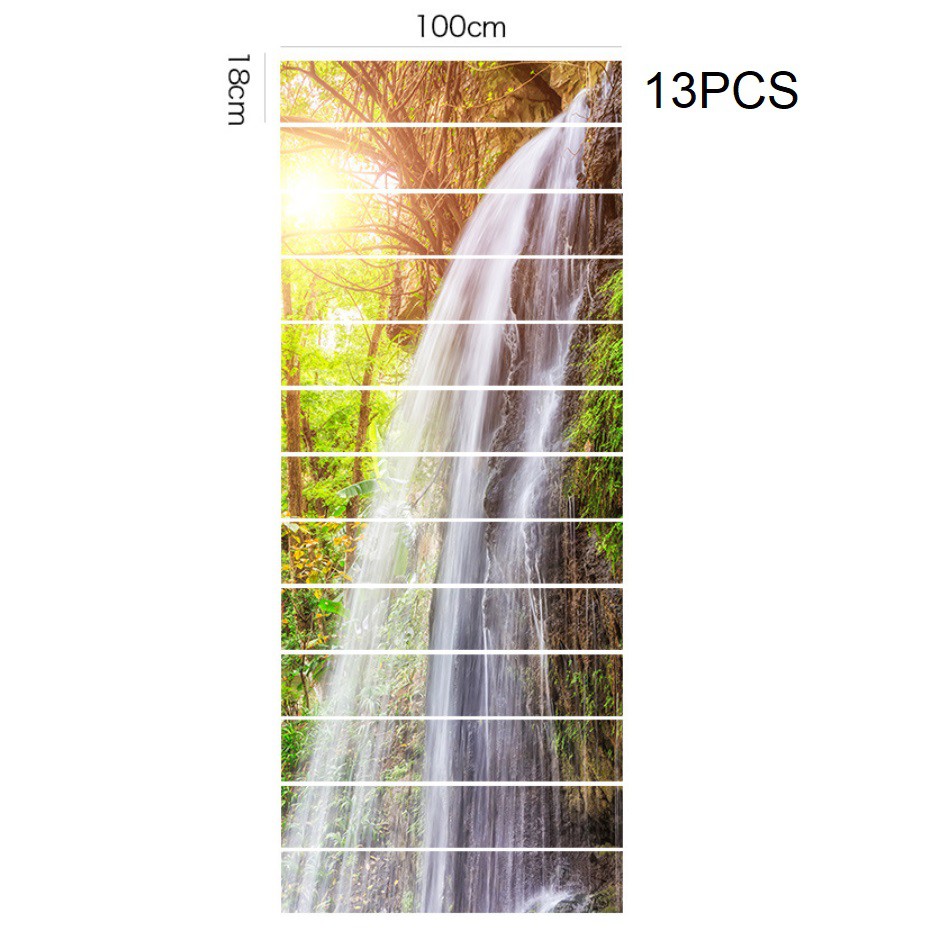 Tranh 3D dán cầu thang cao cấp - Decal cầu thang 13 bậc 3D Thác nước loại 4 - CLT005