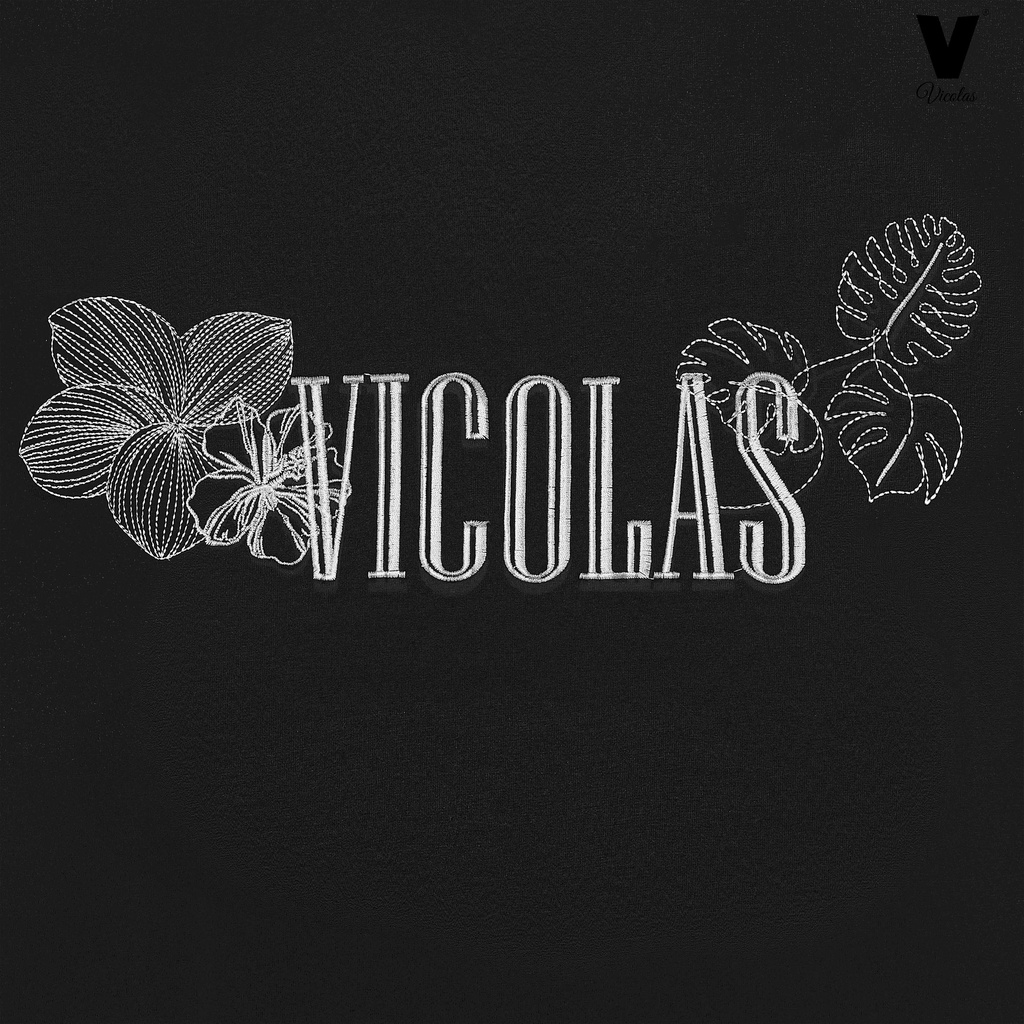 Áo thun Unisex thêu họa tiết VICOLAS vải cotton thoáng mát co giãn trắng đen - VICOLAS T-SHIRT