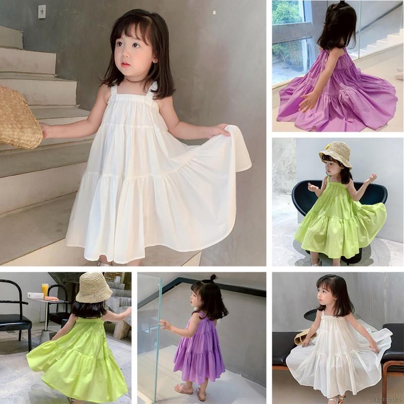 Đầm Hai Dây Thời Trang Đi Biển Mùa Hè Đáng Yêu Cho Bé Gái