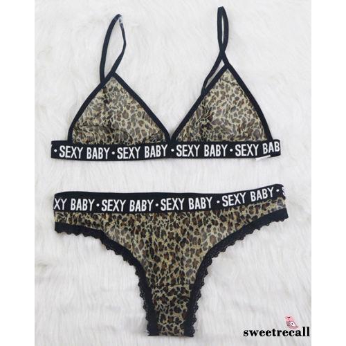 Set đồ bikini 2 mảnh thời trang họa tiết da báo phối ren độc đáo từ polyester và cotton trộn cho nữ