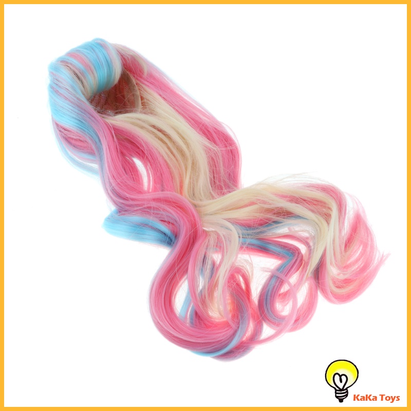 [KaKa Toys]1/3 BJD Doll Long Curly Wig Hair for 60cm Night Lolita Doll Accs Pink Blue