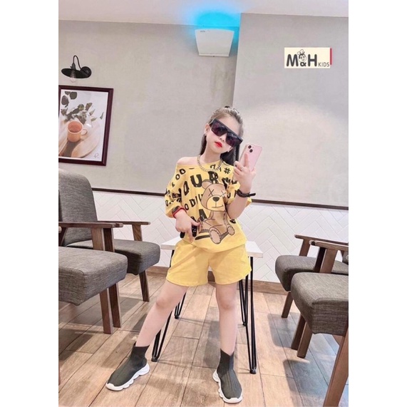 Bộ gấu in tràn chất cotton size đại từ 20-50kg