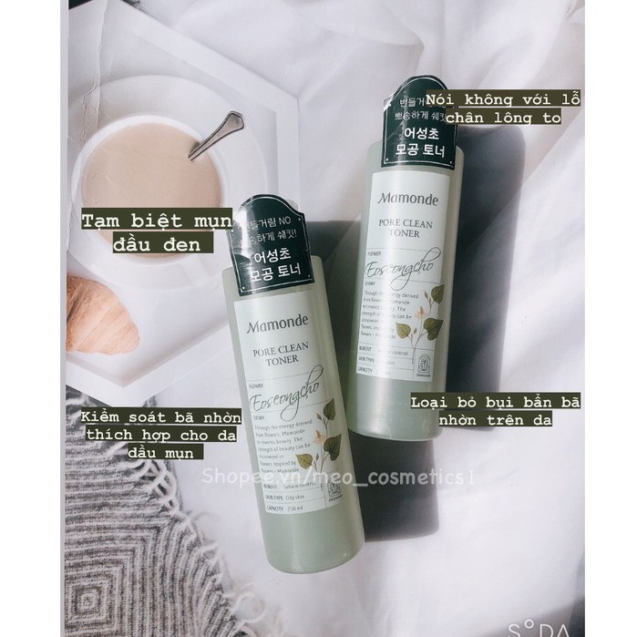 Nước Hoa Hồng Mamonde Rau Diếp Cá Dành Cho Da Dầu Mụn Pore Clean Toner 250ml 5.0
