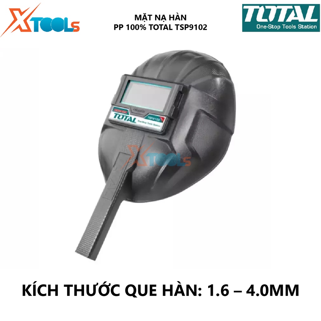 Mặt nạ hàn TOTAL TSP9102 Kính hàn tự động 108 * 50 * 3mm, Chất liệu nhựa PP, 1 kính bảo vệ chống chói, chống tia cực tím