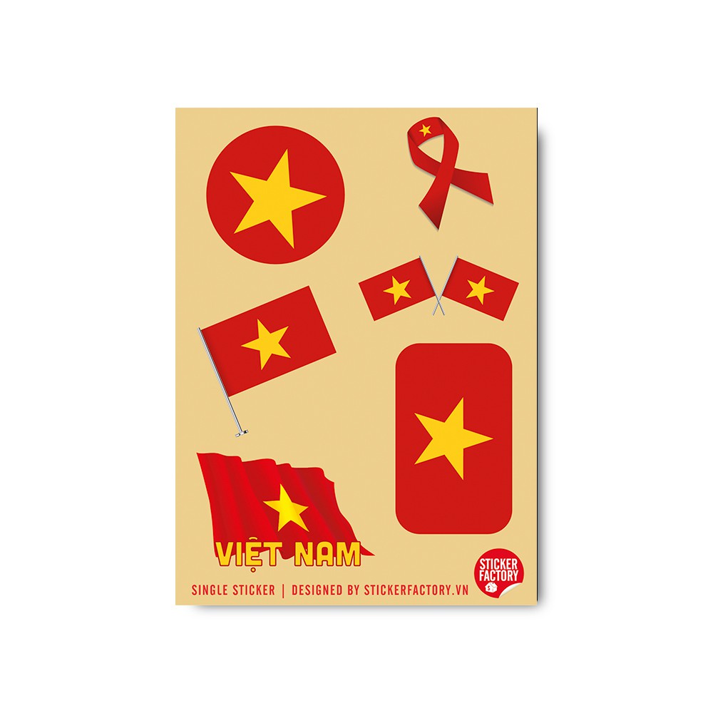 Sticker decal single hình dán lẻ STICKER FACTORY - Chủ đề Cờ Việt Nam