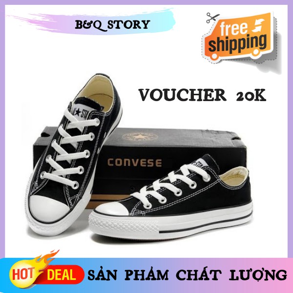 [Full Box] Giày Sneaker Nam Nữ, Giày thể thao cổ thấp màu đen