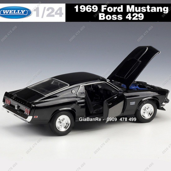 Xe Mô Hình Kim Loại Ford 1969 Mustang Boss 429 - Tỉ Lệ 1:24 - Welly - 8219.1