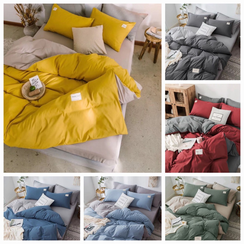 Bộ chăn ga cotton Tici cao cấp phong cách Hàn Quốc đủ size đủ màu (không kèm ruột, tặng kèm vỏ gối ôm)