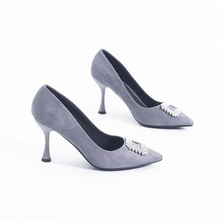 Giày Cao Gót 7cm Đính Đá Nhung Da Lộn Pixie X405