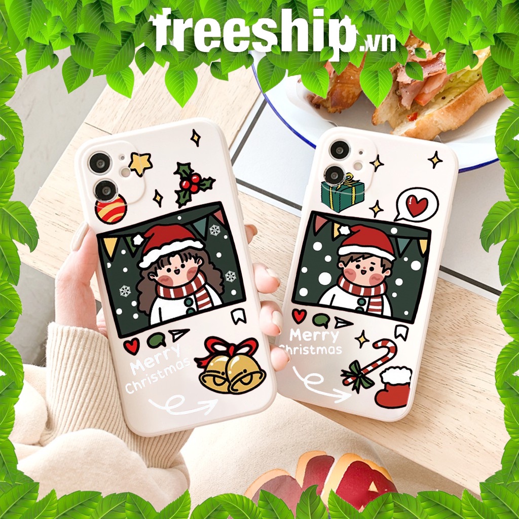 Ốp lưng iphone cạnh vuông cặp đôi noel Merry Christmas giáng sinh 6/6plus/6s/6splus/7/7plus/8/8plus/x/xr/xs/11/12 e111 | WebRaoVat - webraovat.net.vn