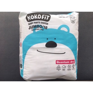 [TẶNG KHĂN ƯỚT] - Tã/Bỉm quần KOKO FiT size Jumbo (Gấu) 18 miếng/bịch dành cho bé trên 13kg