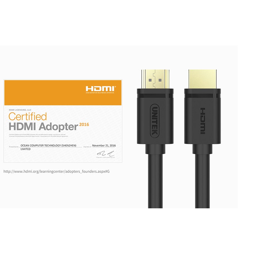 Cáp HDMI 2.0 Unitek Y-C136K (True 4k 3D)