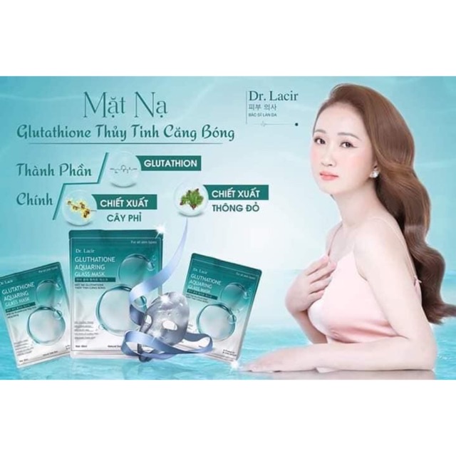 Mặt nạ anhthushop Mặt nạ thuỷ tinh Dr lacir Glutathione giảm mụn sáng da ngăn ngừa lão hóa hộp 6 miếng