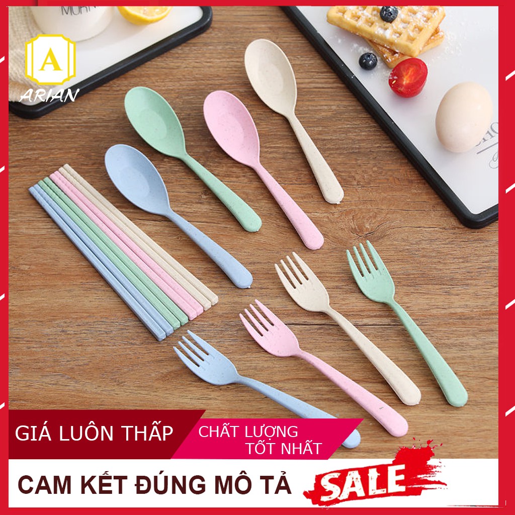 [Giảm Sốc] Bộ Đũa Muỗng Nĩa Lúa Mạch kèm hộp tiện lợi du lịch / ăn trưa văn phòng