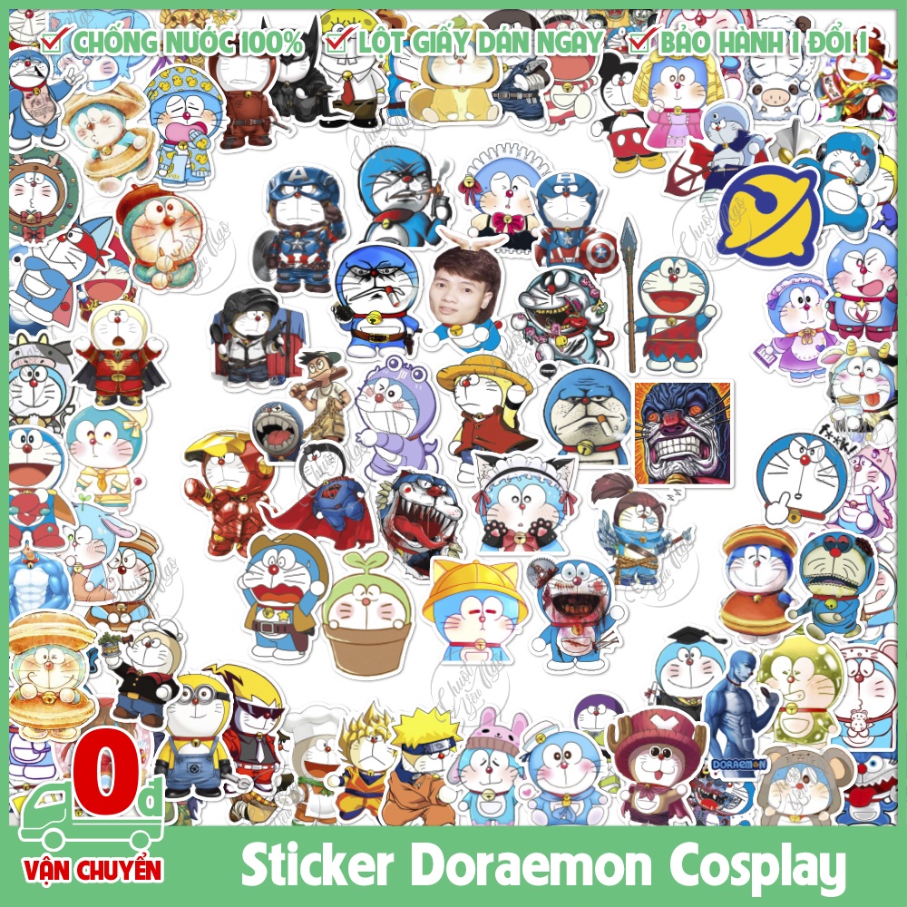 150 mẫu sticker hình dán chủ đề Doraemon COSPLAY cực ngầu dễ thương không trùng chống nước chất lượng cao dán t