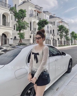 Áo ren ngực đính nơ