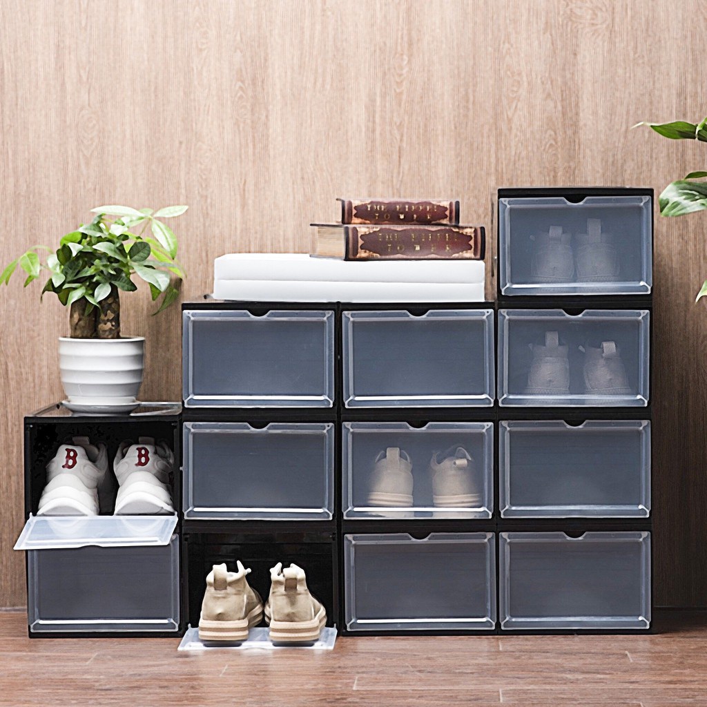 Hộp Đựng Giày Loại Xịn Lắp Ráp Tiện Lợi Nhựa Cứng Cửa Nam Châm Cao Cấp
