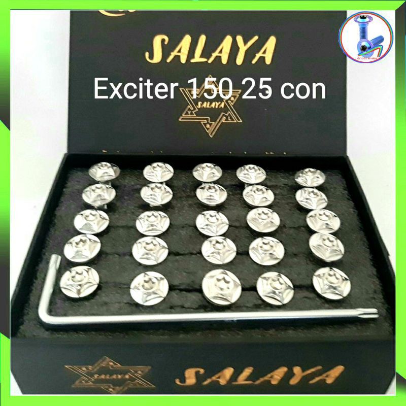 Full  ốc áo salaya Exciter 150, Exciter 135 ,xe 5 số (Full bộ 25 con) ,HÀNG CHUẨN PHÔI INOX 304, SÁNG BÓNG,CAM KẾT HÀNG