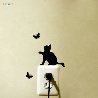 Miếng Dán Tường Trang Trí Hình Mèo Và Bướm Xinh Xắn