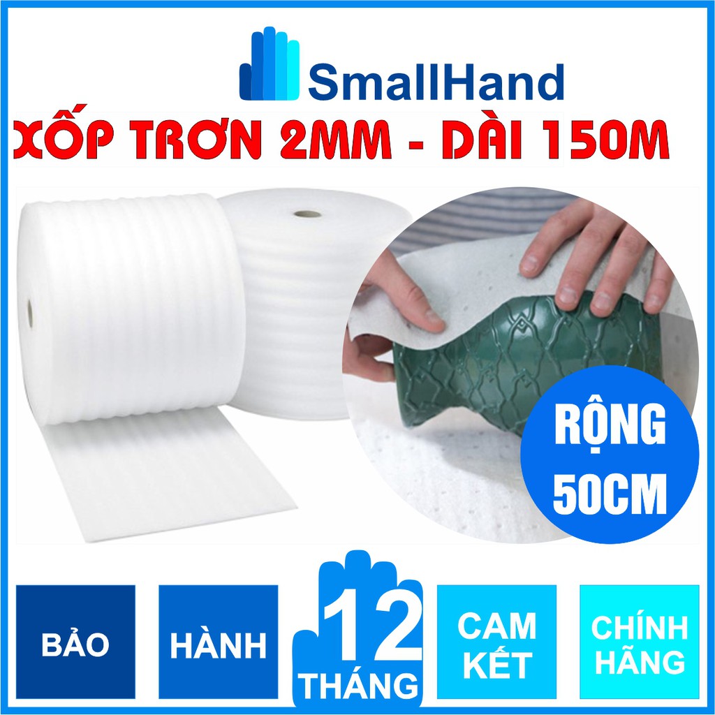 [Cuộn 150m x 50cm] Xốp trơn chống sốc 2mm lót bọc hàng hóa – Màng xốp Foam dùng lót nền trong thi công sàn gỗ