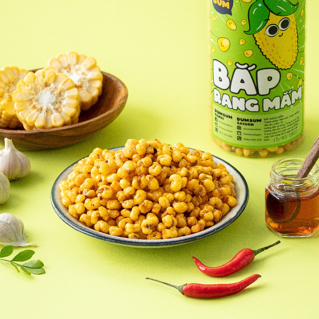 Ngô giòn xóc mắm cay DumBum 350g, đồ ăn vặt Hà Nội