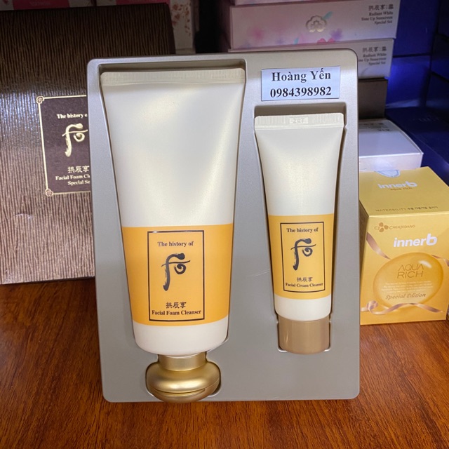 Set sữa rửa mặt whoo vàng 180ml tặng tẩy trang 40ml